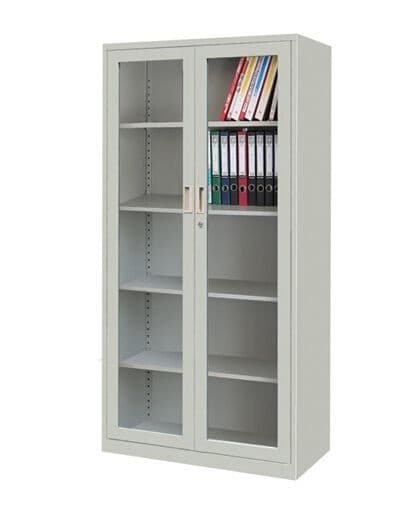 GLASS FILE CUPBOARD STEEL - 2 DOOR - View 2
